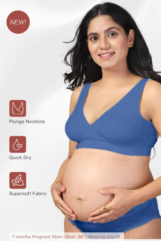 247 Melange Blue Padded Maternity Feeding Bra