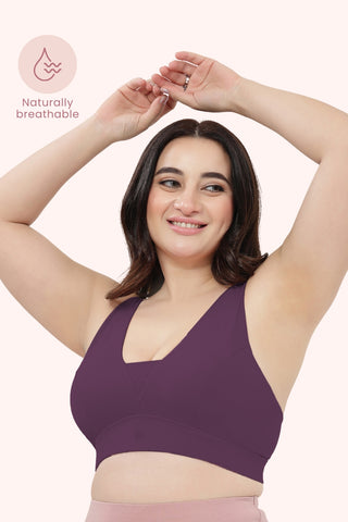 SecureFit Cotton Fixed-Pad Feeding Bra - Mauve Rose