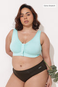 Ruched Tape-Button Nursing Bra - Mint