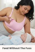 Riva Fine-Rib Cotton Feeding Bra - Baby Pink
