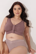 Ruched Tape-Button Nursing Bra - Coco