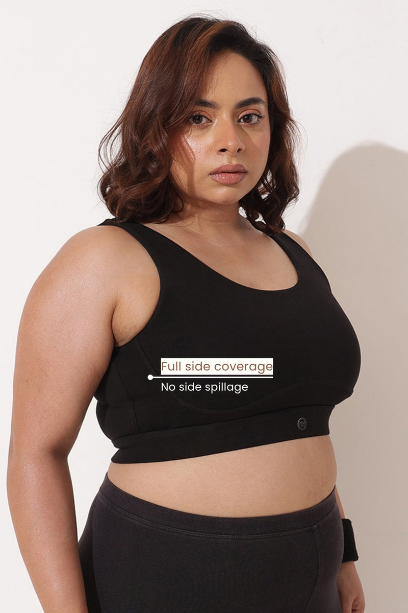 Sculpt & Lift Cotton Sports Bra - Black