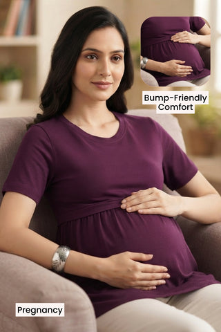 Plum Maternity Zipless Feeding Gathered Top