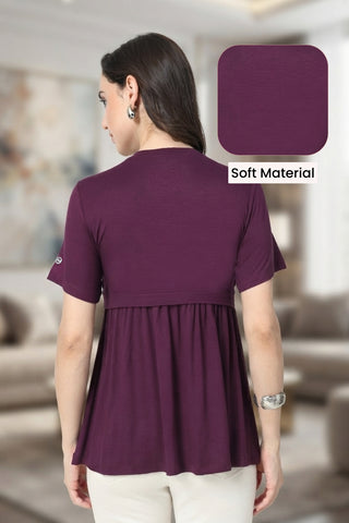 Plum Maternity Zipless Feeding Gathered Top