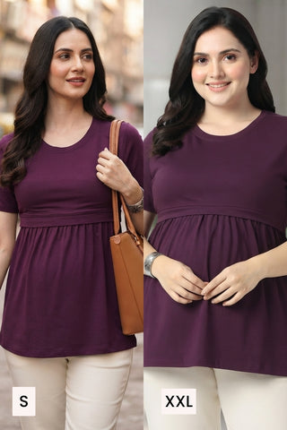 Plum Maternity Zipless Feeding Gathered Top