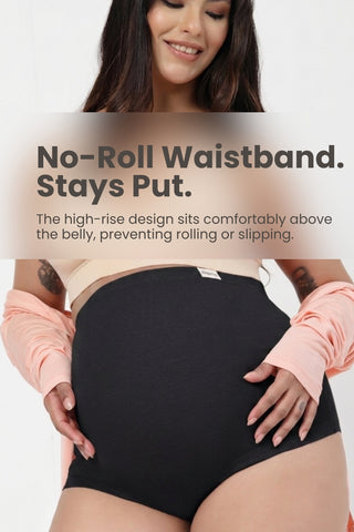 Pregnancy Cotton Panty (Pack of 3) (Skin, Rose Gold & Black)