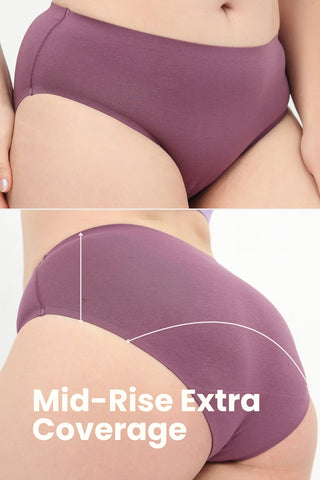 The Invisible Panty Pack Of 3 (Cotton | Mid Rise | Black, Dark Grey & Mauve)