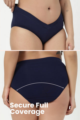Modal C-Section Panties for Mothers (Pack of 4) (Black, Mauve, Navy & Matcha)
