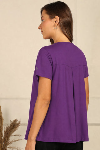 Wine Front & Back Pleated Zipless Nursing Top