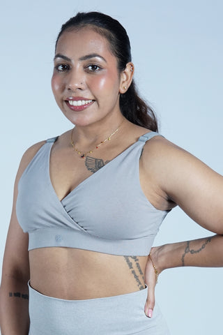 247 Extra Support Cotton Feeding Bra with Adjuster - Light Grey