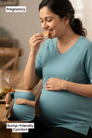 Sea Green Solid Nursing Top with Side Zip Access