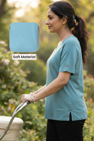 Sea Green Solid Nursing Top with Side Zip Access