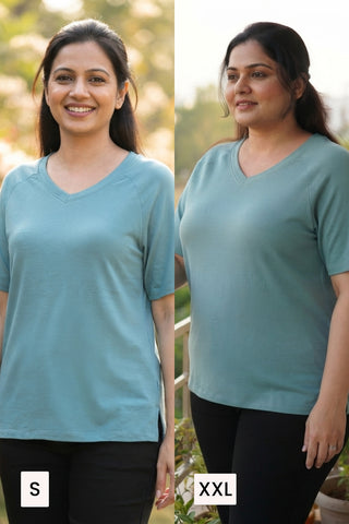 Sea Green Solid Nursing Top with Side Zip Access