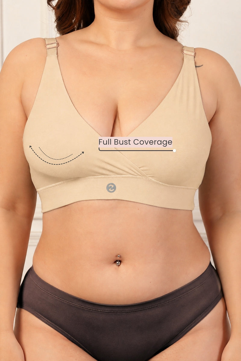 247 Extra Support Cotton Feeding Bra with Adjuster - Butter