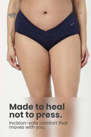 Modal C-Section Panties for Mothers (Pack of 4) (Black, Mauve, Navy & Matcha)