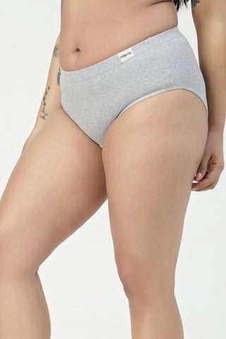 Sera Fine Rib Mid Rise Hipster - Grey Melange