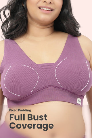 Natural Shape Fine Rib Bra - Purple