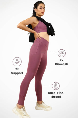 Rosewood Legging; dense fabric provides full coverage and zero show-through.