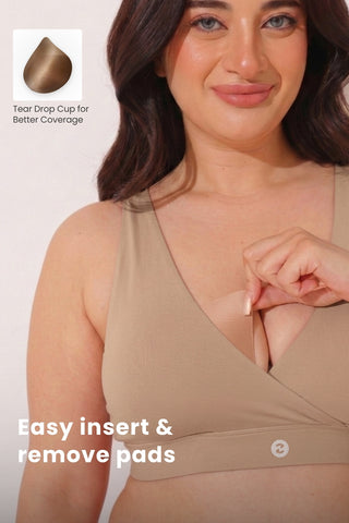 247 (Upgraded) Modal Pack of 3 Padded Maternity Feeding Bra (Black, Skin, Light Pink)