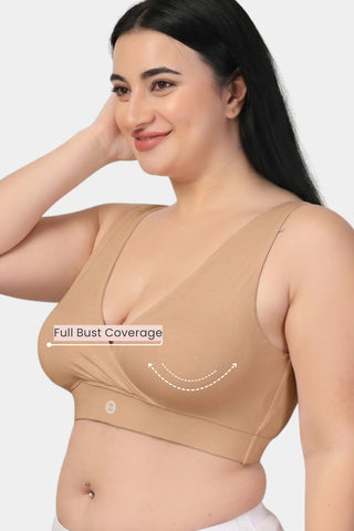 247 (Upgraded) Modal Pack of 3 Padded Maternity Feeding Bra (Black, Skin, Light Pink)