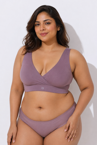 247 (Upgraded) Modal Padded Maternity Feeding Bra - Mulberry