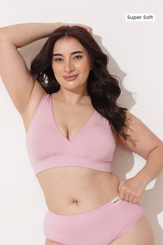 247 (Upgraded) Light Pink Modal Padded Maternity Feeding Bra