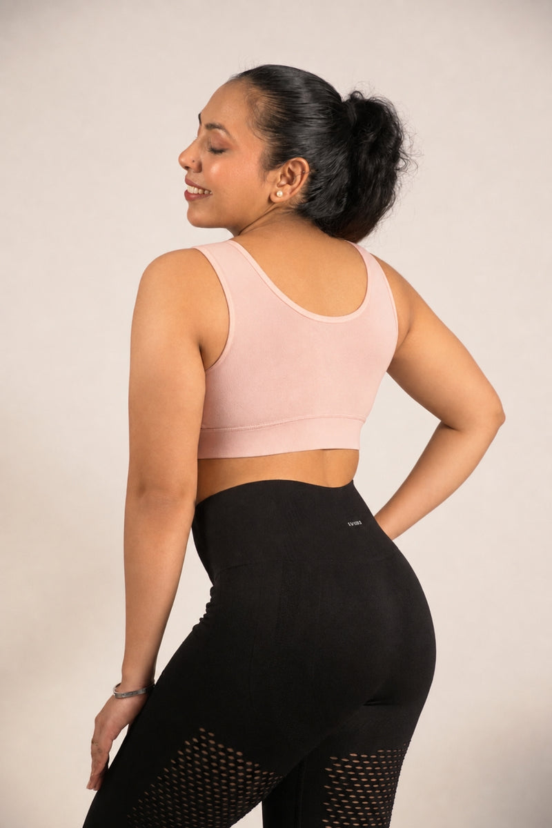 247 Cotton Non Padded Yoga Bra - Salmon