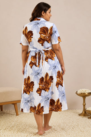 Floral Printed Zipless Feeding Dress - Off White