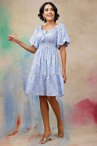 Back View of Floral Rayon Midi Dress with Zipless Feeding - Flattering Silhouette for Pregnancy