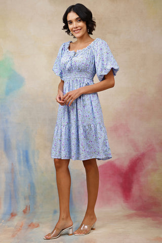 Detail of Hidden Feeding Zips & Pockets on Floral Rayon Midi Dress with Zipless Feeding for Breastfeeding