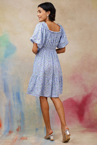 Close Up of Rayon Fabric Detail on Floral Rayon Midi Dress with Zipless Feeding