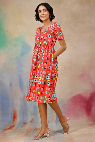 House of Zelena Floral Printed Zipless Feeding Dress - Trusted by Mothers for Quality