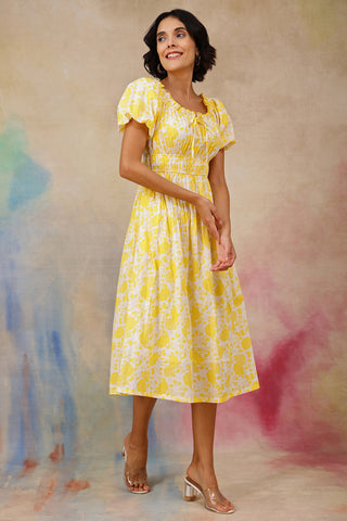 House of Zelena Floral Cotton Midi Dress with Zipless Feeding - Trusted by Mothers for Quality