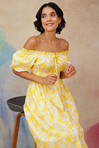 Soft Cotton Texture of Floral Cotton Midi Dress with Zipless Feeding - Breathable & Comfy