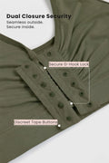 Ruched Tape-Button Nursing Bra - Forest Green