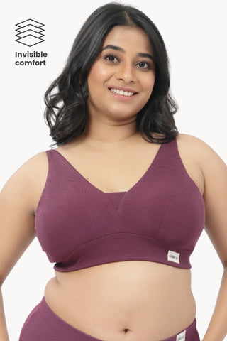 Natural Shape Fine Rib Bra - Dark Berry