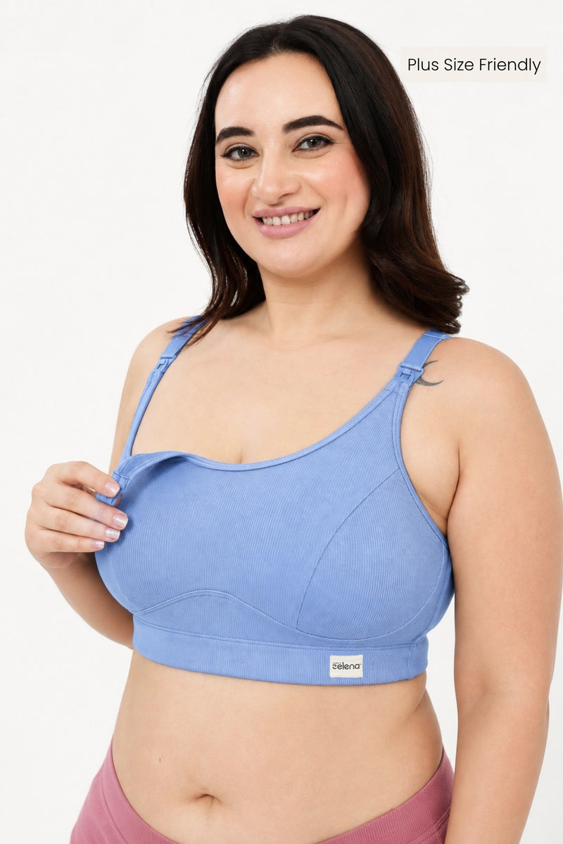 Riva Fine-Rib Cotton Feeding Bra - Mist