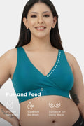 247 (Upgraded) Modal Padded Maternity Feeding Bra - Medium Teal