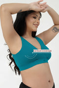 247 (Upgraded) Modal Padded Maternity Feeding Bra - Medium Teal