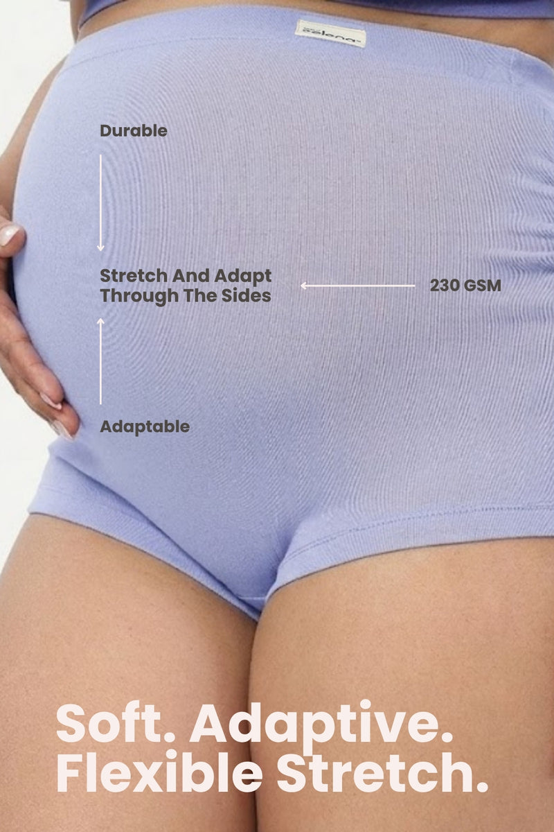 Pregnancy Panty – Over-the-Belly (Rib Textured) - M Blue