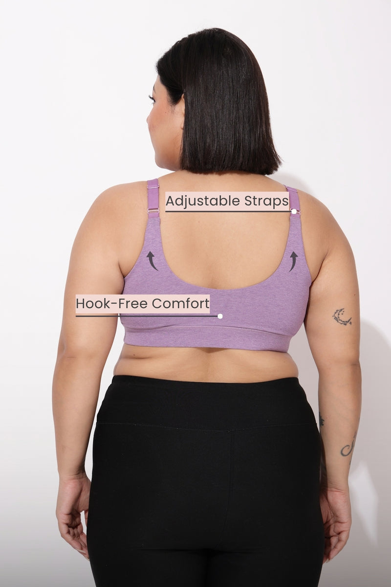 247 Extra Support Cotton Feeding Bra with Adjuster - Melange Purple