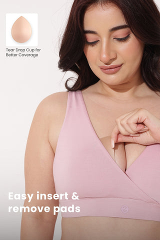 247 (Upgraded) Modal Pack of 3 Padded Maternity Feeding Bra (Black, Skin, Light Pink)
