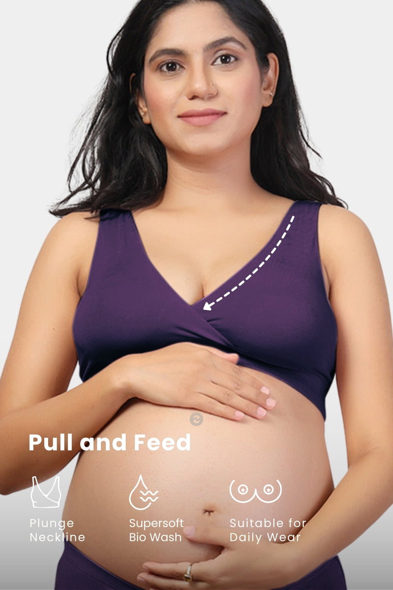 247 (Upgraded) Plum Modal Padded Maternity Feeding Bra
