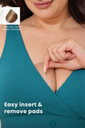 247 (Upgraded) Modal Padded Maternity Feeding Bra - Medium Teal