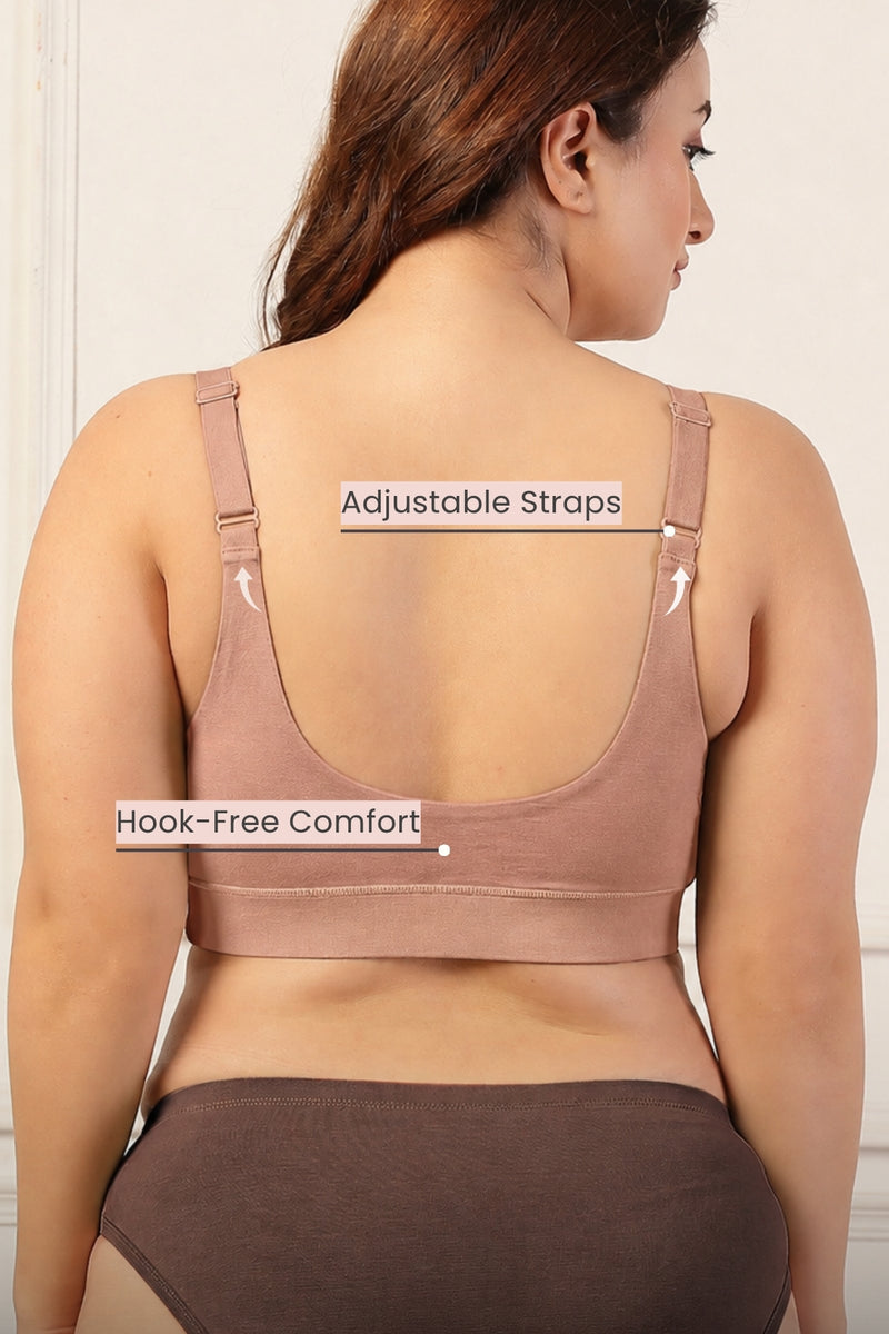 247 Extra Support Cotton Feeding Bra with Adjuster - Caramel