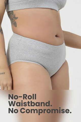 Sera Fine Rib Mid Rise Hipster Pack of 3 - (Skin, Grey Melange, Black)