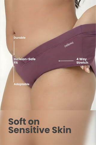 Modal C-Section Panties for Mothers (Pack of 4) (Black, Mauve, Navy & Matcha)
