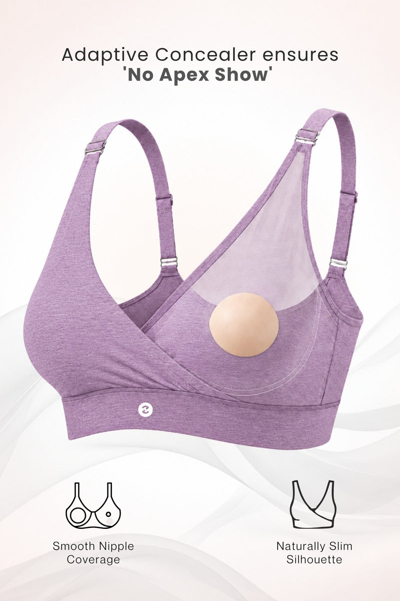 247 Extra Support Cotton Feeding Bra with Adjuster - Melange Purple