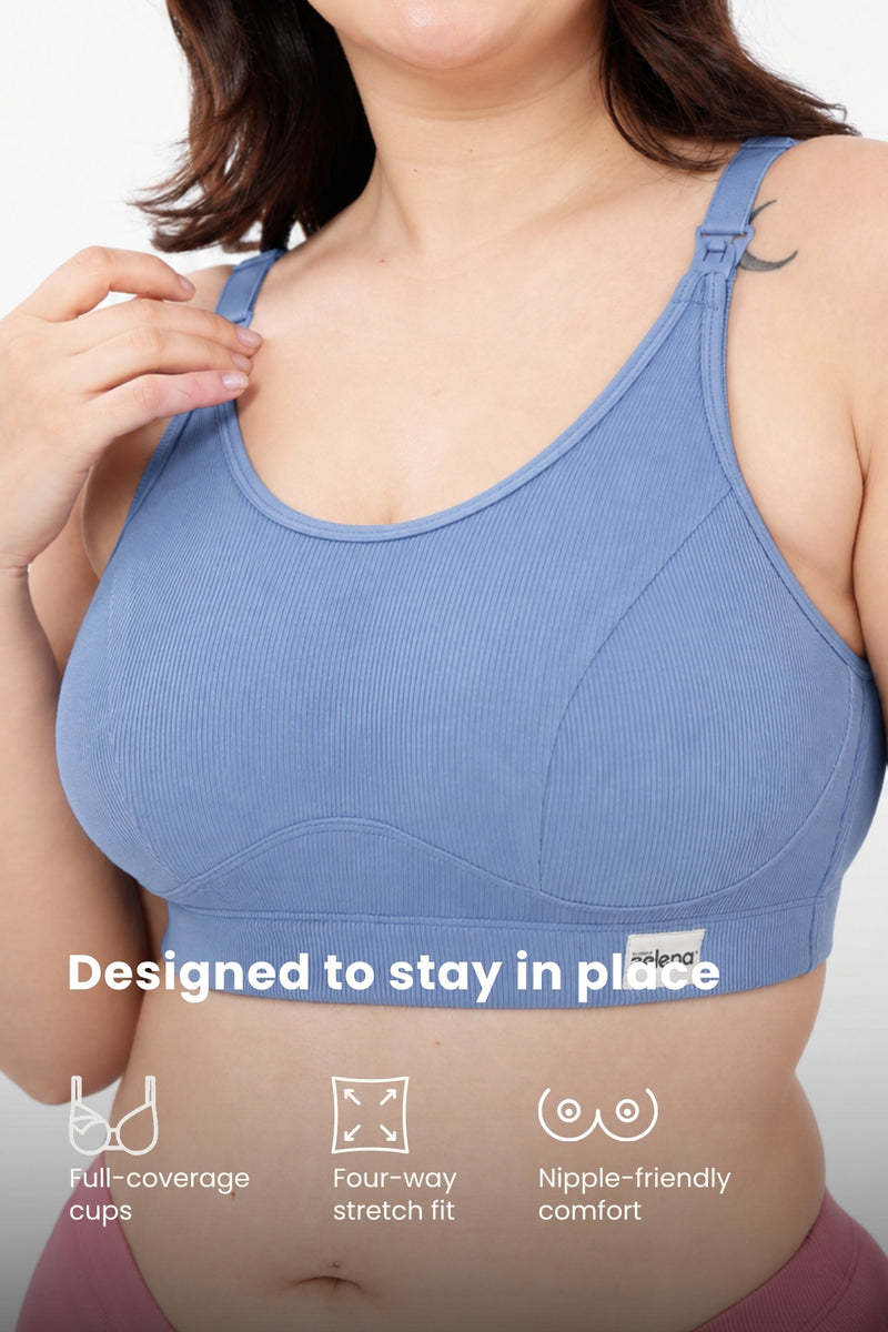 Riva Fine-Rib Cotton Feeding Bra - Mist
