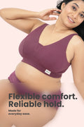 Natural Shape Fine Rib Bra - Dark Berry